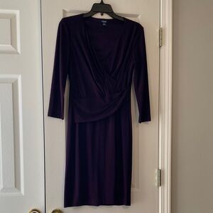 Calvin Klein Elegant Dark Purple Long Sleeve Dress